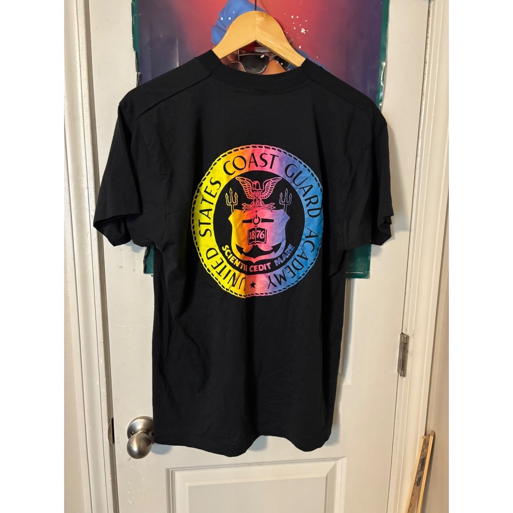 Vintage Collegiate Pacific US Coast Guard Academy Rainbow T-Shirt Mens Large